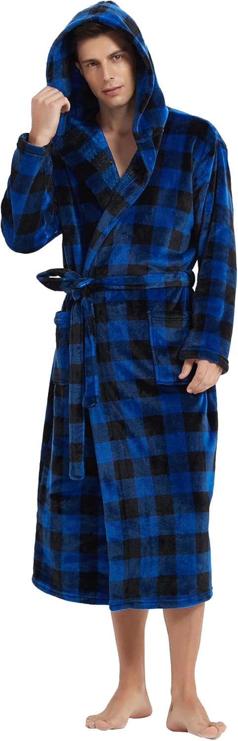 Peignoir Homme Long Confortable avec Poches et Ceinture Ajustable 10