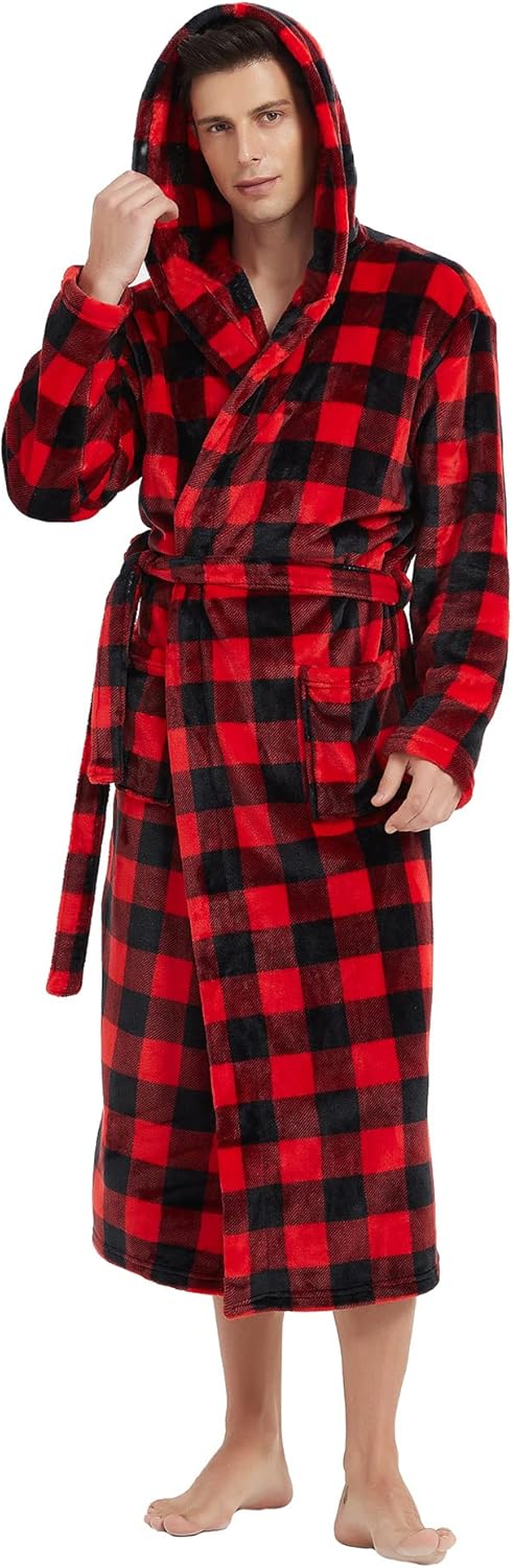 Peignoir Homme Long Confortable avec Poches et Ceinture Ajustable 7
