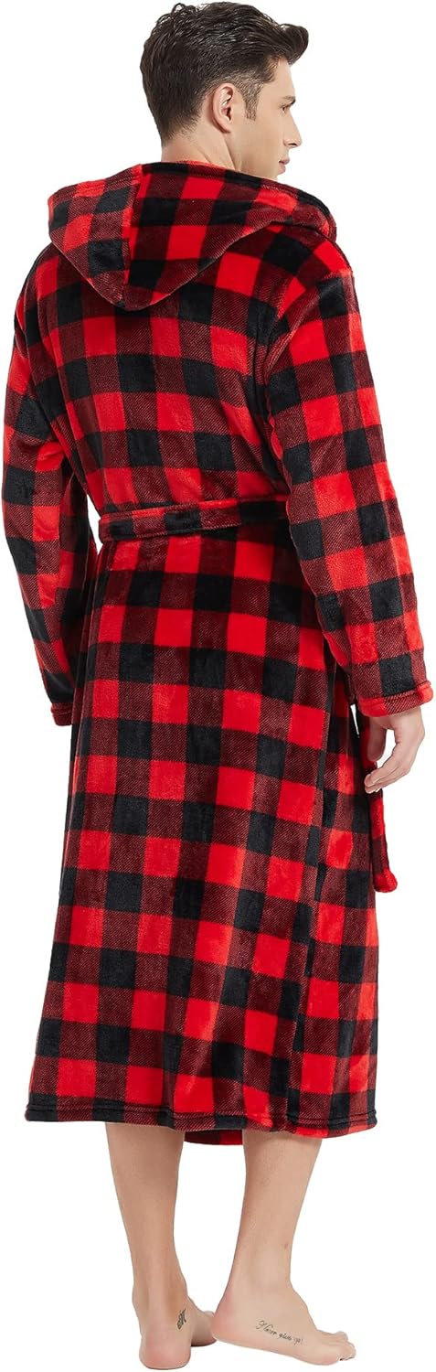 Peignoir Homme Long Confortable avec Poches et Ceinture Ajustable 8