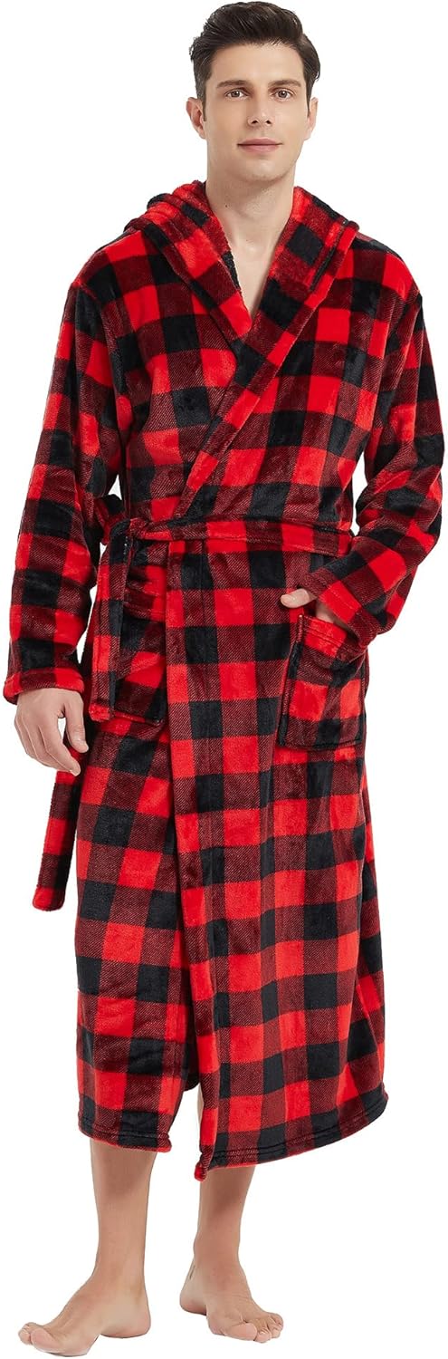 Peignoir Homme Long Confortable avec Poches et Ceinture Ajustable 9