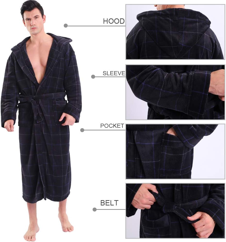Peignoir Pour Homme à Capuche Confortable avec Poches Profondes 4