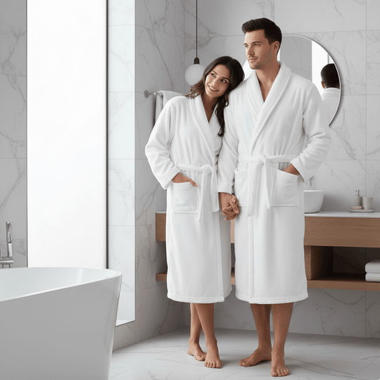 Peignoir d'Hiver pour Femme et Homme à Manches Longues avec Ceinture et Poches 1