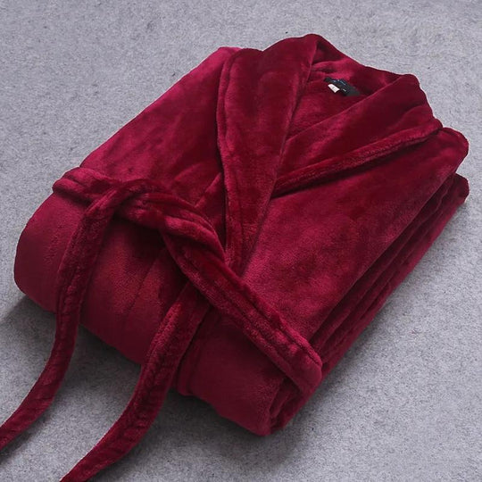 Peignoir d'Hiver pour Femme et Homme à Manches Longues avec Ceinture et Poches 6