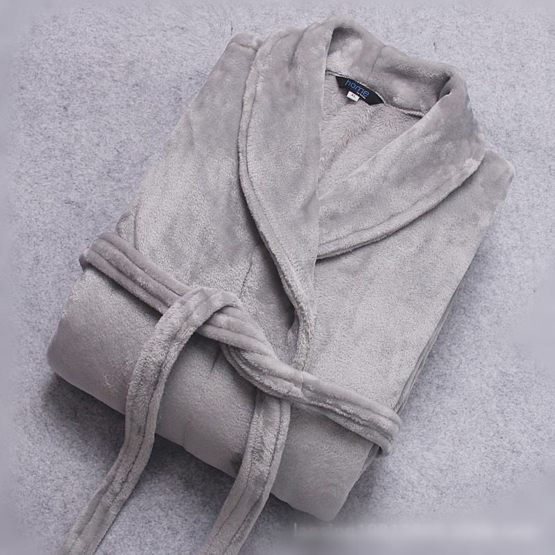 Peignoir d'Hiver pour Femme et Homme à Manches Longues avec Ceinture et Poches 7