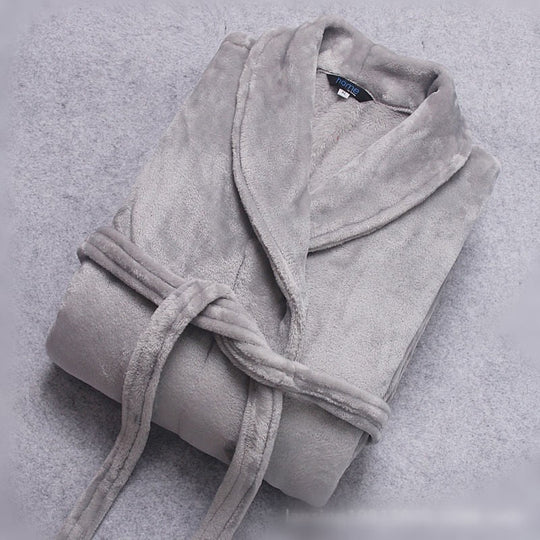 Peignoir d'Hiver pour Femme et Homme à Manches Longues avec Ceinture et Poches 7
