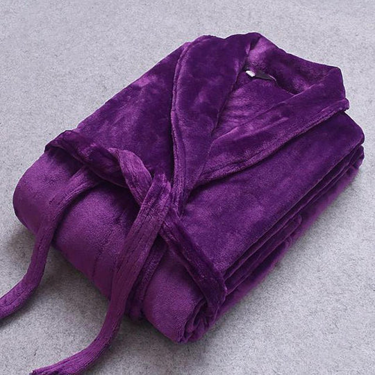 Peignoir d'Hiver pour Femme et Homme à Manches Longues avec Ceinture et Poches 8