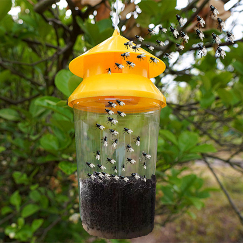 Piège à insectes extérieur réutilisable avec réservoir d'appât et auvent suspendu 1
