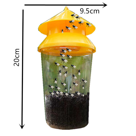 Piège à insectes extérieur réutilisable avec réservoir d'appât et auvent suspendu 4