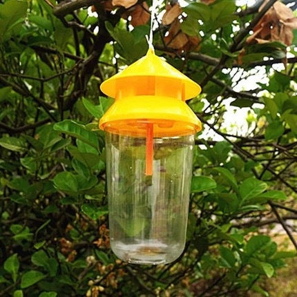 Piège à insectes extérieur réutilisable avec réservoir d'appât et auvent suspendu 6