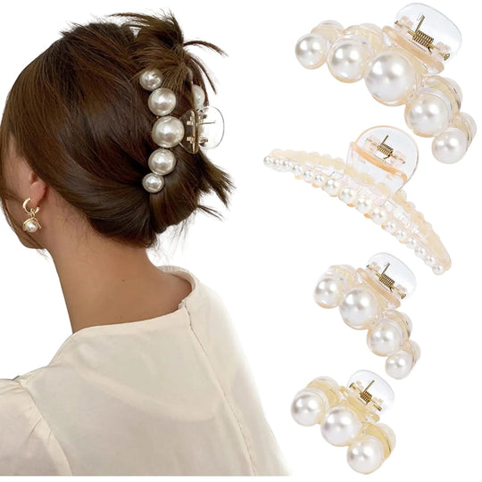 Pince à Cheveux Femme Chic en Perles - Lot de 4 Barrette Cheveux Sophistiquée 0