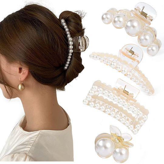 Pince à Cheveux Femme Chic en Perles - Lot de 4 Barrette Cheveux Sophistiquée 1