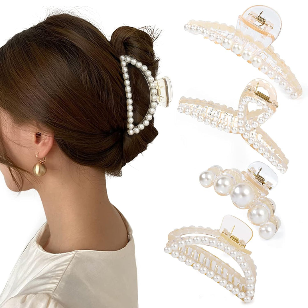 Pince à Cheveux Femme Chic en Perles - Lot de 4 Barrette Cheveux Sophistiquée 2