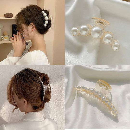 Pince à Cheveux Femme Chic en Perles - Lot de 4 Barrette Cheveux Sophistiquée 4