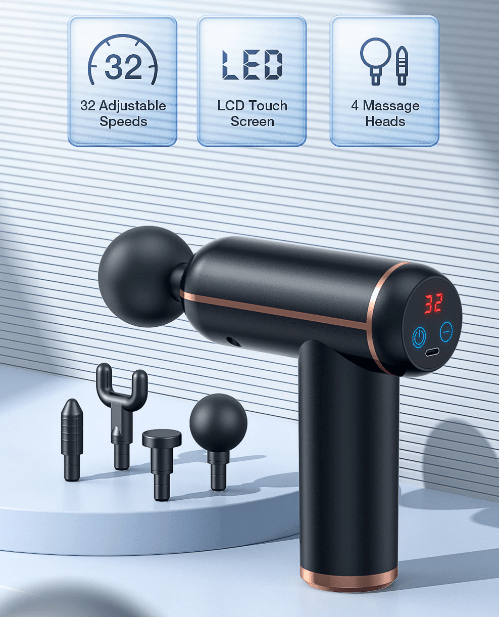 Pistolet de massage portable avec accessoires pour récupération musculaire 3
