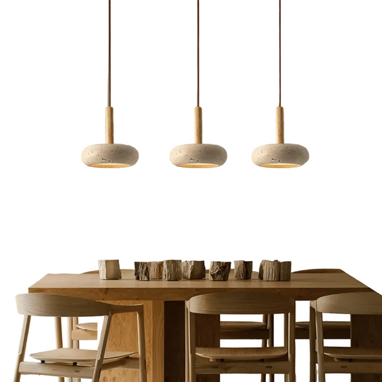 Plafonnier Rétro LED en Bois et Pierre 0
