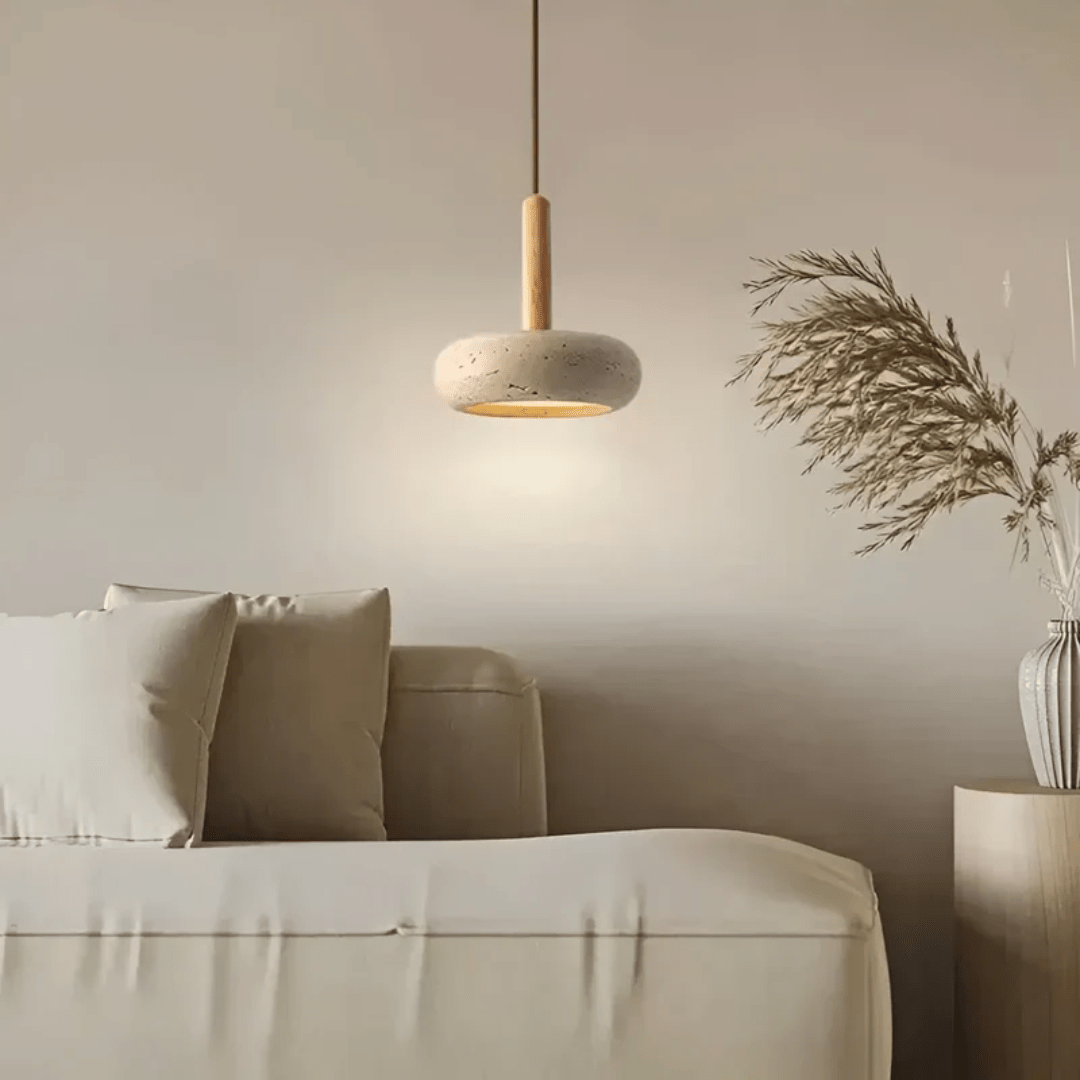 Plafonnier Rétro LED en Bois et Pierre 5