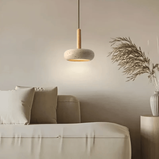 Plafonnier Rétro LED en Bois et Pierre 5