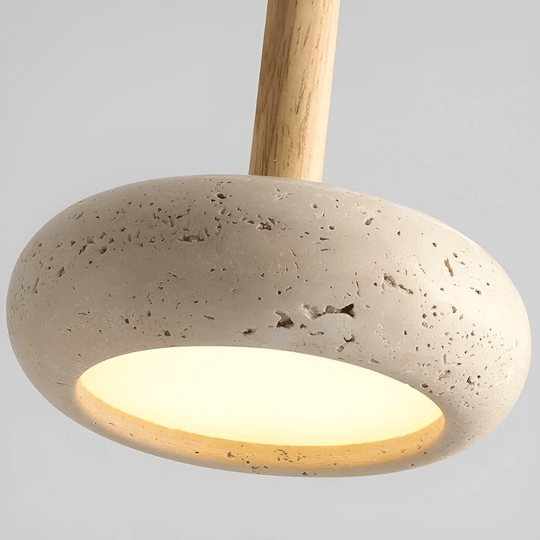 Plafonnier Rétro LED en Bois et Pierre 7