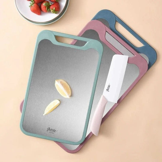 Planche à Découper Inox Double Face avec Rainure à Jus 3