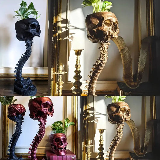 Planteur Gothique Crâne et Épine Dorsale 1