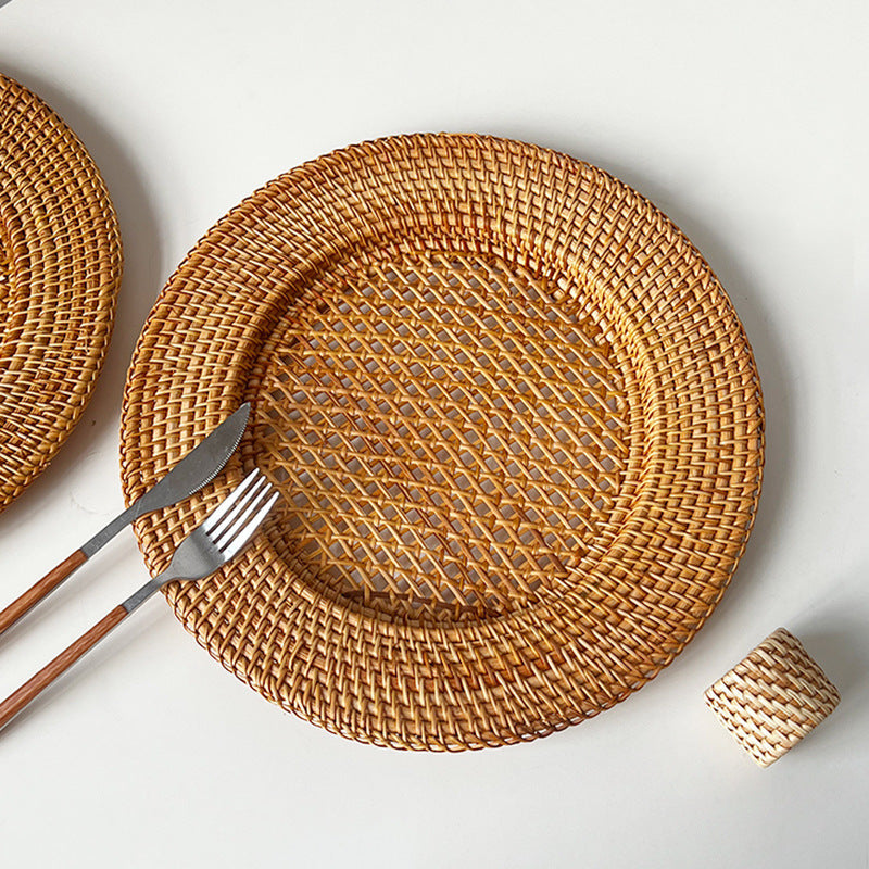 Plat de Service Rond Tissé à la Main pour Femme 1