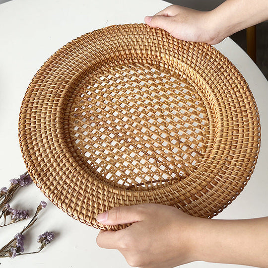 Plat de Service Rond Tissé à la Main pour Femme 3
