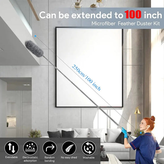 Plumeau Télescopique pour Poussière Flexible et Extensible 80-250 cm 1