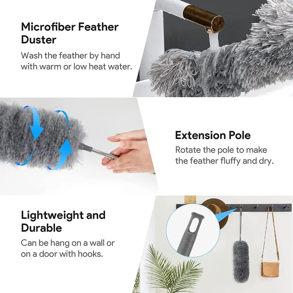 Plumeau Télescopique pour Poussière Flexible et Extensible 80-250 cm 3