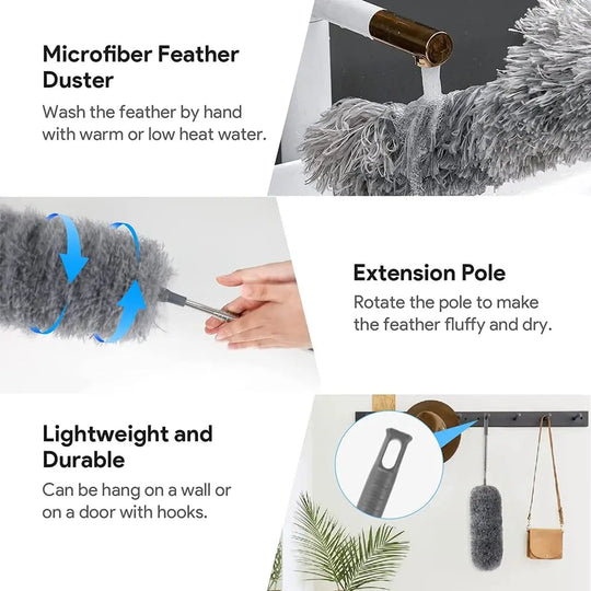 Plumeau Télescopique pour Poussière Flexible et Extensible 80-250 cm 3
