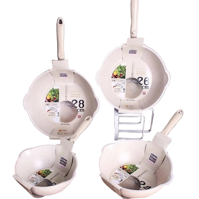 Poêle à Frire Marbrée pour Cuisine - 37,5 cm, Résistante à la Chaleur 0