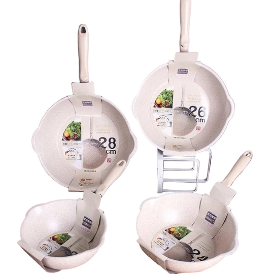 Poêle à Frire Marbrée pour Cuisine - 37,5 cm, Résistante à la Chaleur 0