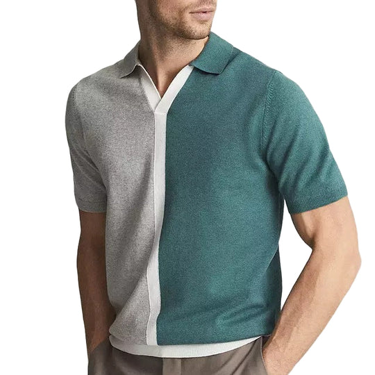 Polo Homme Ajustement Slim Détails de Contraste Manche Courte 0