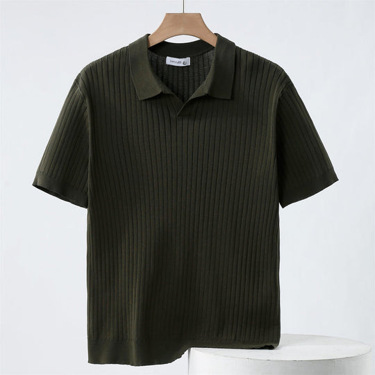 Polo Homme Classique À Col Boutonné Motif Côtes Manche Longue 3