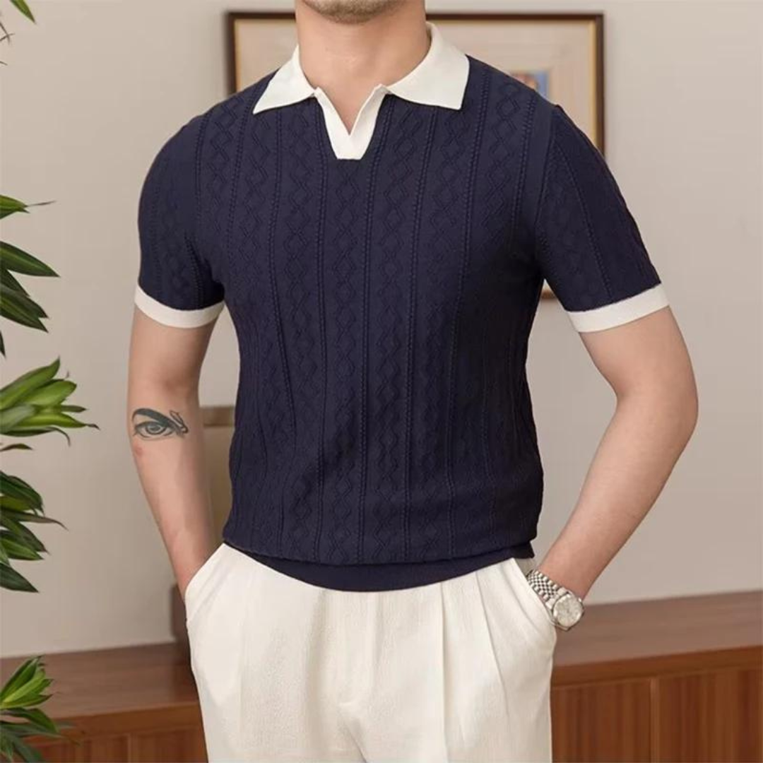Polo Homme Décontracté Col en V Style Moderne 2