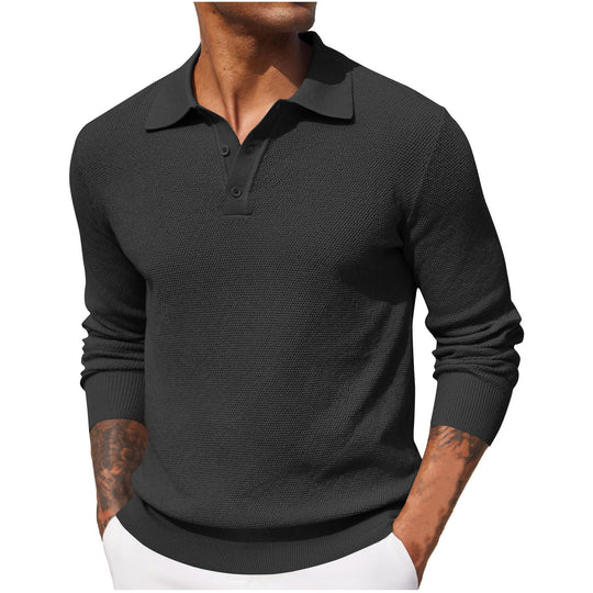 Polo Homme Manche Longue Décontracté Style Moderne 4