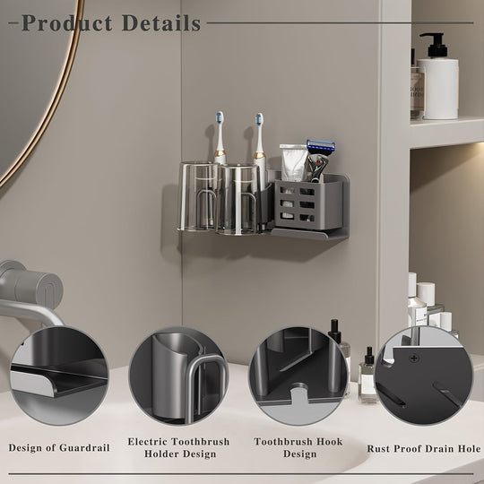 Porte-brosse à dents mural en aluminium pour salle de bain 3