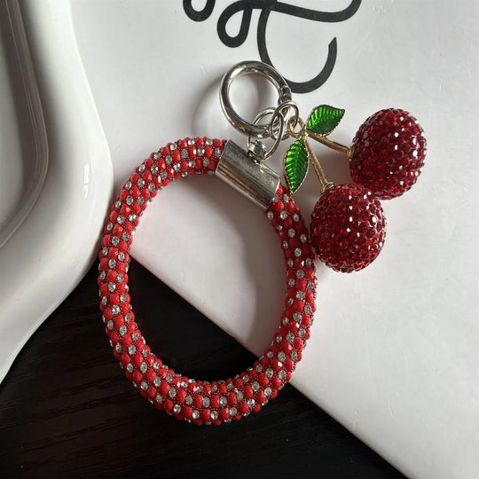 Porte-clés Femme Motif Cerises Strass 0
