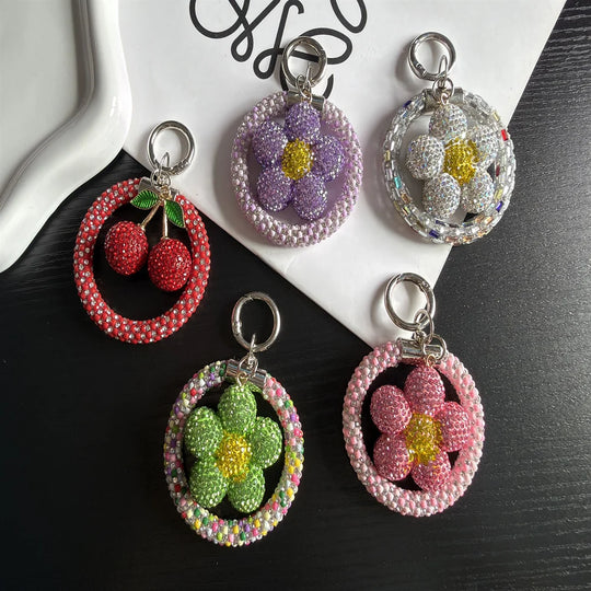 Porte-clés Femme Motif Cerises Strass 1