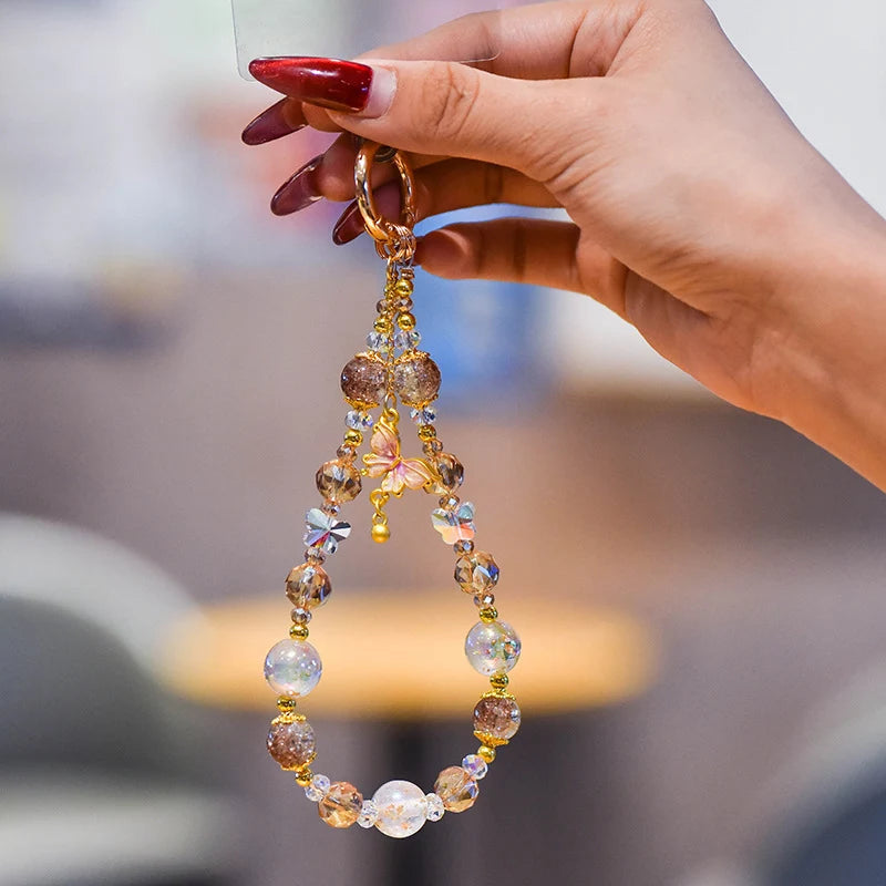 Porte-clés Femme avec Pendentif Papillon et Perles 2