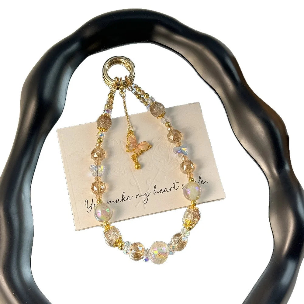 Porte-clés Femme avec Pendentif Papillon et Perles 4