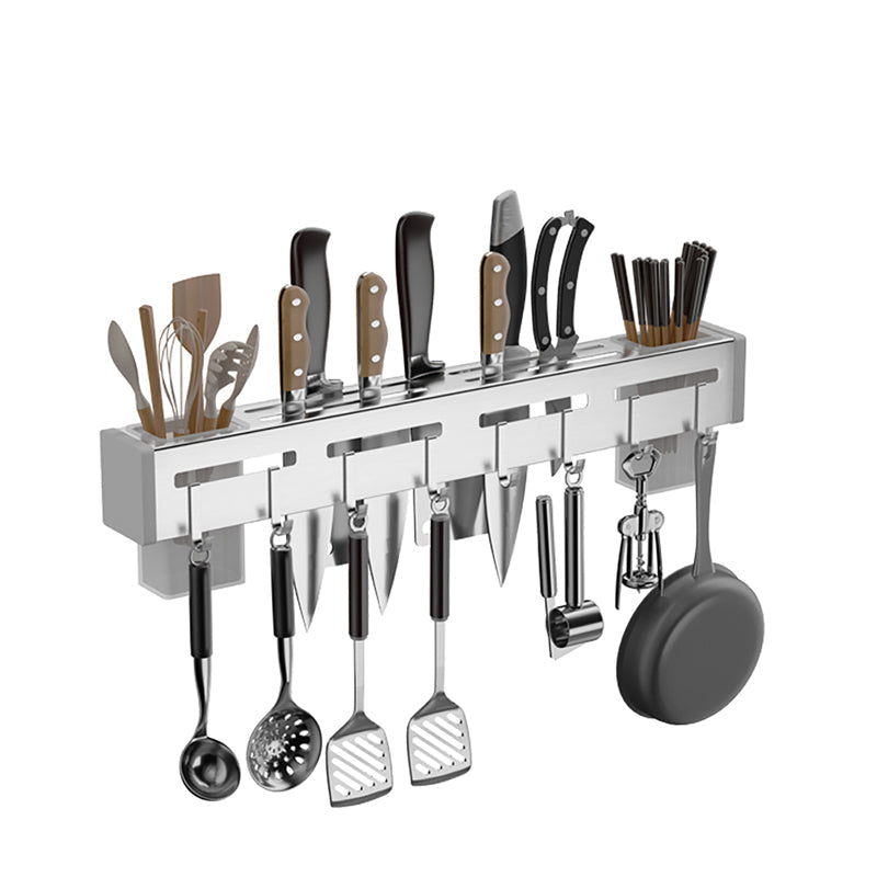 Porte-couteau mural en acier inoxydable avec crochets 8