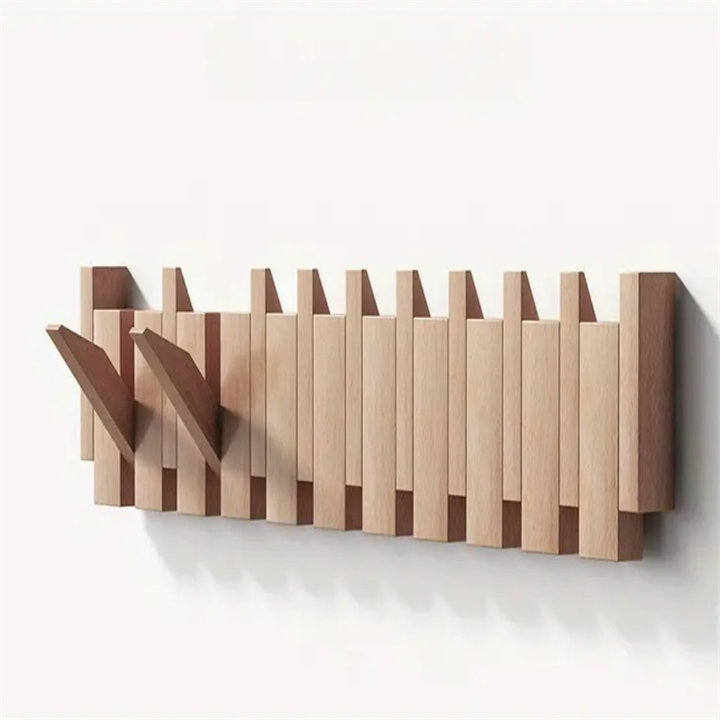 Porte-manteau Mural en Bois Design 7