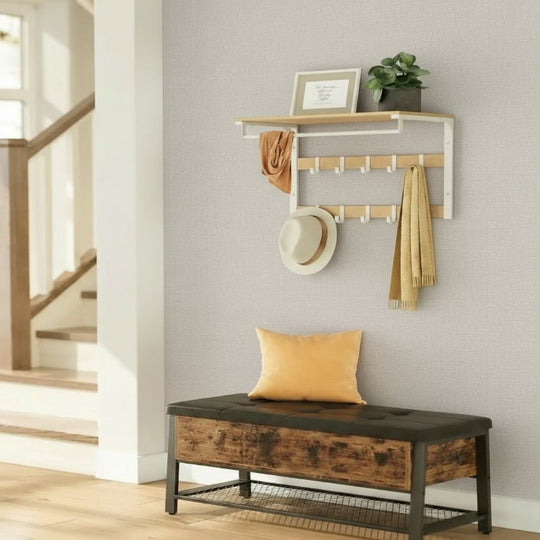 Porte-manteau mural 3 en 1 avec étagère et crochets 3