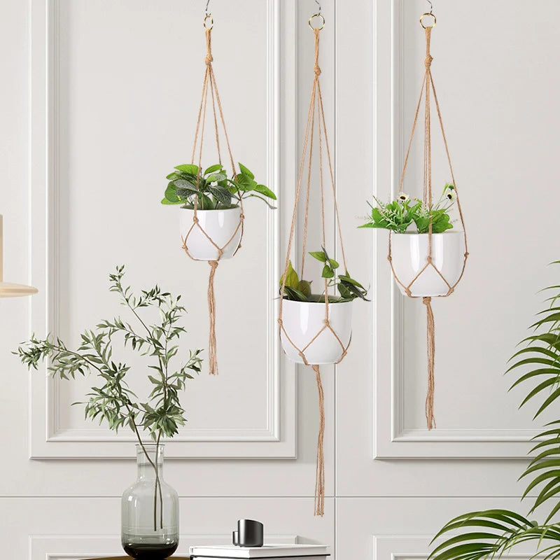 Porte-plante suspendu en macramé pour intérieur et extérieur 3