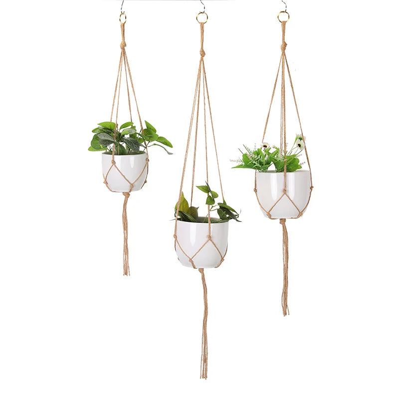 Porte-plante suspendu en macramé pour intérieur et extérieur 7