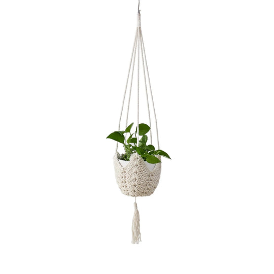 Porte-plante suspendu macramé double support pour intérieur 0