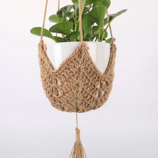 Porte-plante suspendu macramé double support pour intérieur 3