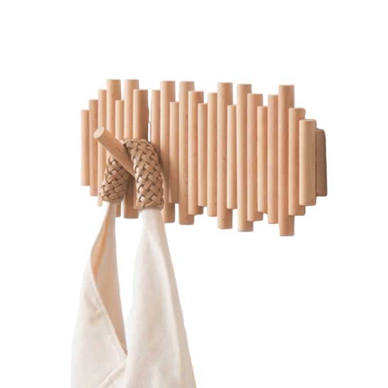 Porte-vêtements Mural en Bois Design Scandinave 0