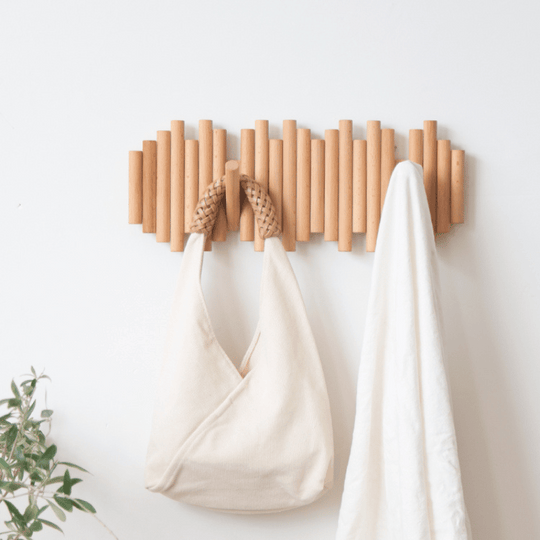 Porte-vêtements Mural en Bois Design Scandinave 1
