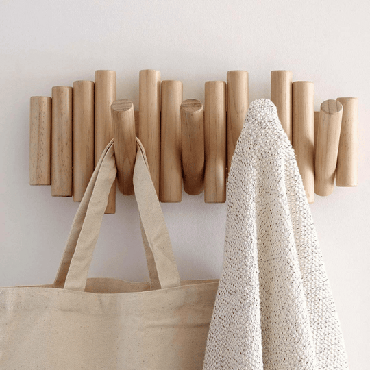 Porte-vêtements Mural en Bois Design Scandinave 2